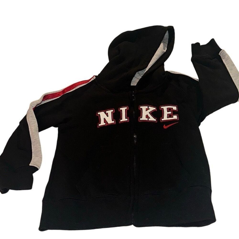 Nike Spellout Black Long Sleeve Embroidered Full Zip Hoodie Kids Boys Size 4
